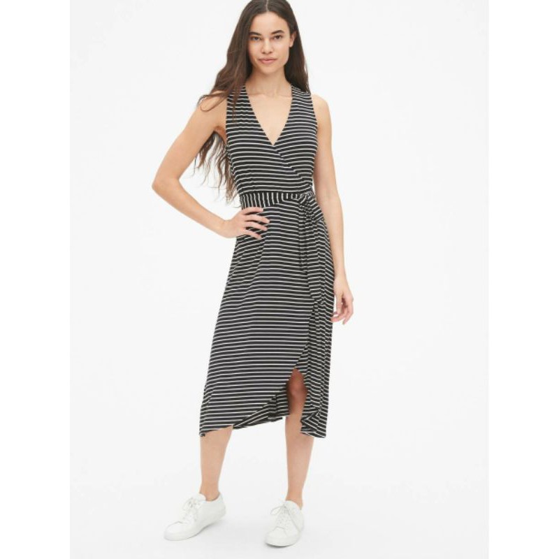 sleeveless knit wrap dress