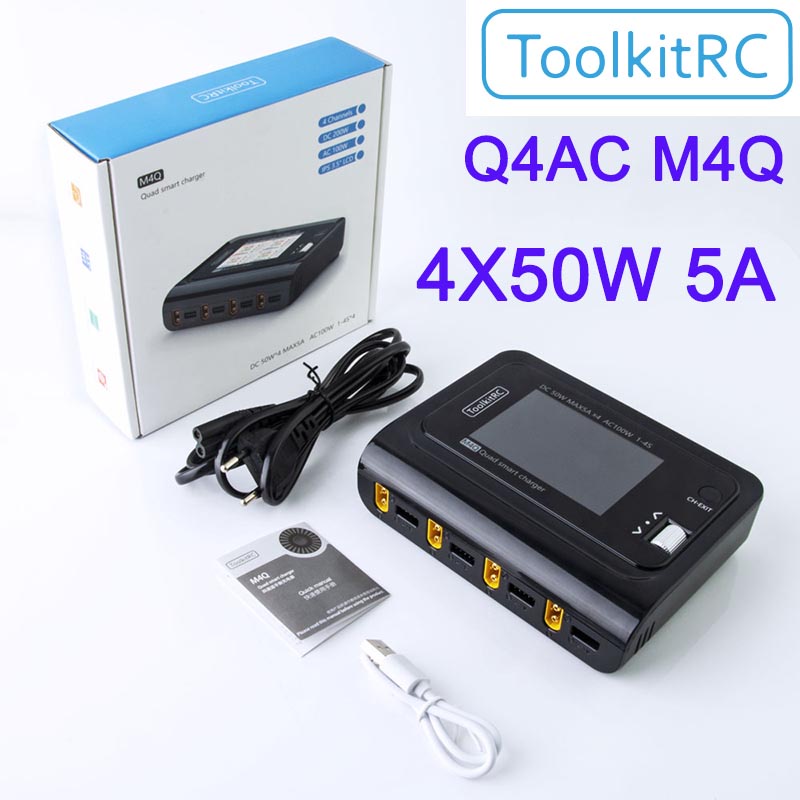 Original ToolkitRC Q4AC M4Q DC 4x50w 5A LIPO LiFe Lion 14S AC 100W