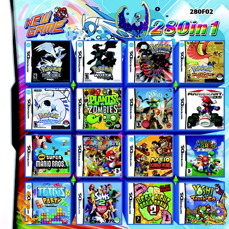 New 280 In 1 Combination Games Cartridge For Nintendo 2ds Nds Dslite Dsi 3ds Xl Shopee Philippines