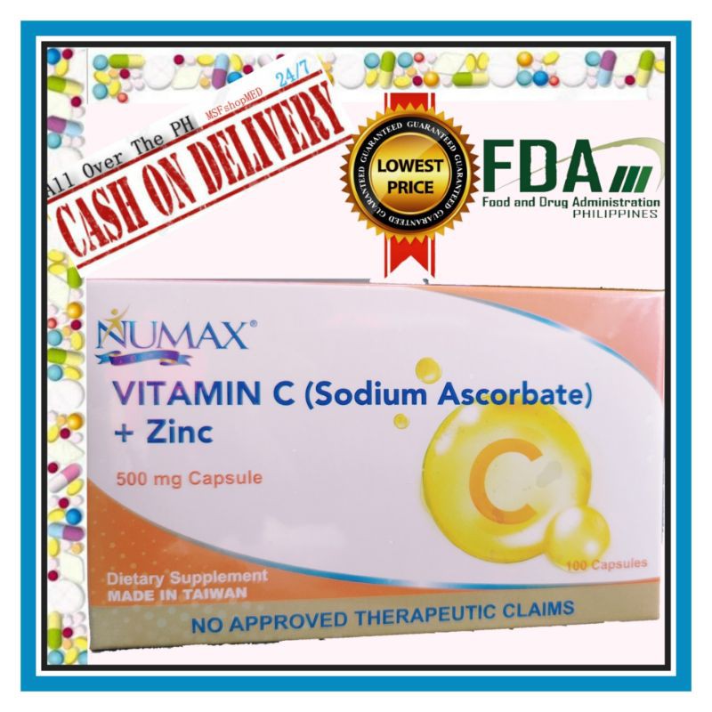 NUMAX VITAMIN C SODIUM ASCORBATE + ZINC 500mg Capsules Shopee Philippines