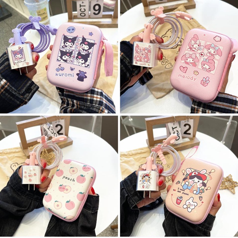 Power Bank Storage Bag Cute Cartoon Kuromi USB Cables Container ...