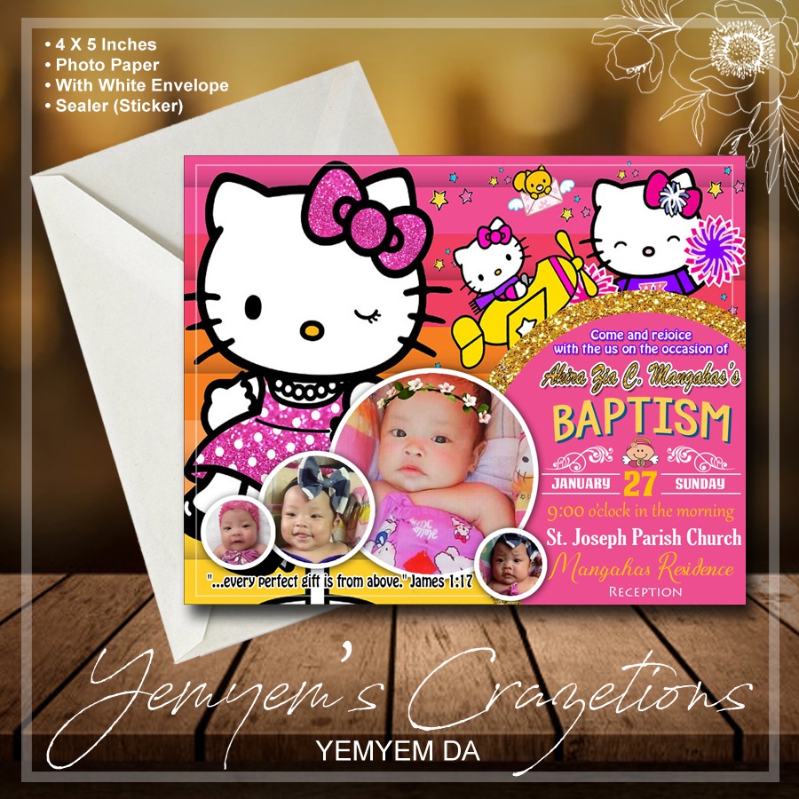 102 HELLO KITTY BAPTISM CHRISTENING BIRTHDAY INVITATIONS 12