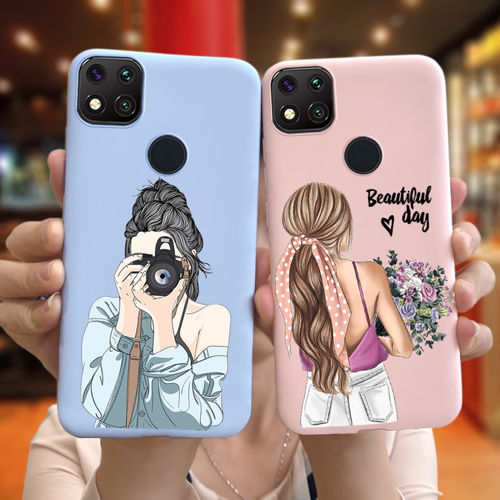 Casing Realme C11 C12 C15 Fashion Beautiful Girl Pattern Candy Color