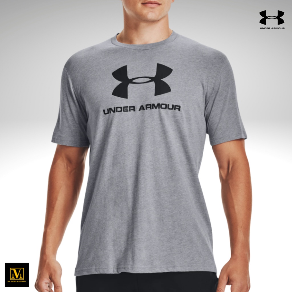 ORIGINAL UNDER ARMOUR UA LOGO T-SHIRT GREY | Shopee Philippines