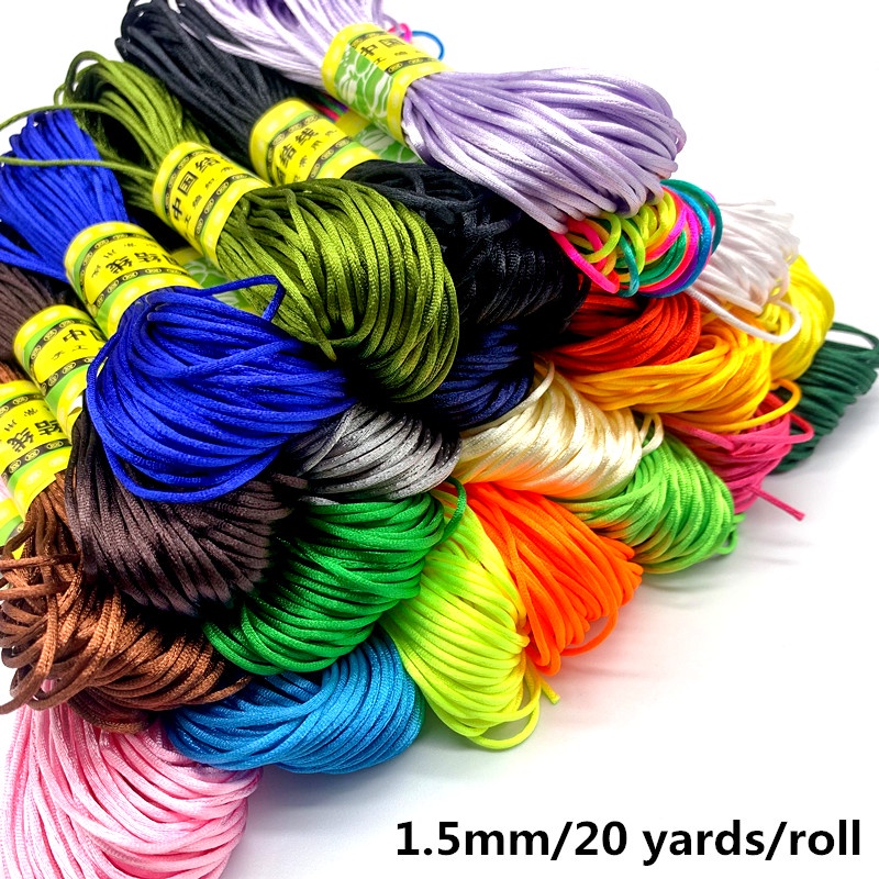 20 yards/roll 1.5mm Colorful Polyester Rope Chinese Knot Braided Rope ...