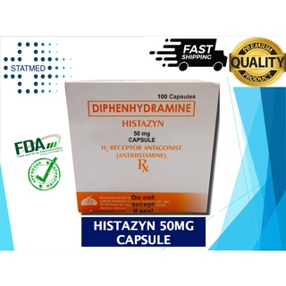 Diphenhydramine Histazyn 50mg Capsule [10 capsules] FDA APPROVED for Allergy Humans and Pets #1