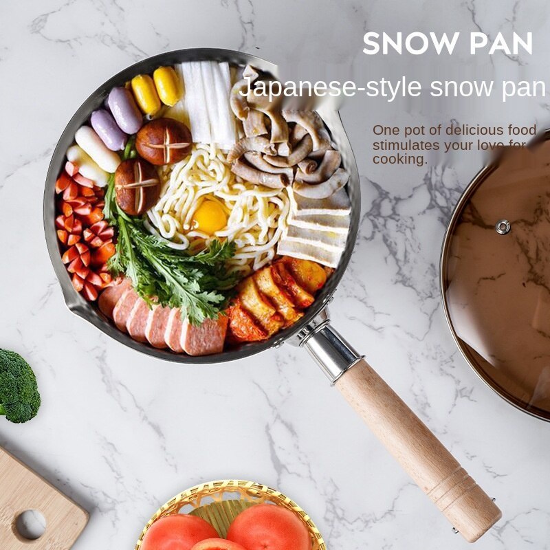 Japanese-style Snow Pan 304 Stainless Steel Pot Soup Pot Household Instant Noodle Boiling Milk Pot