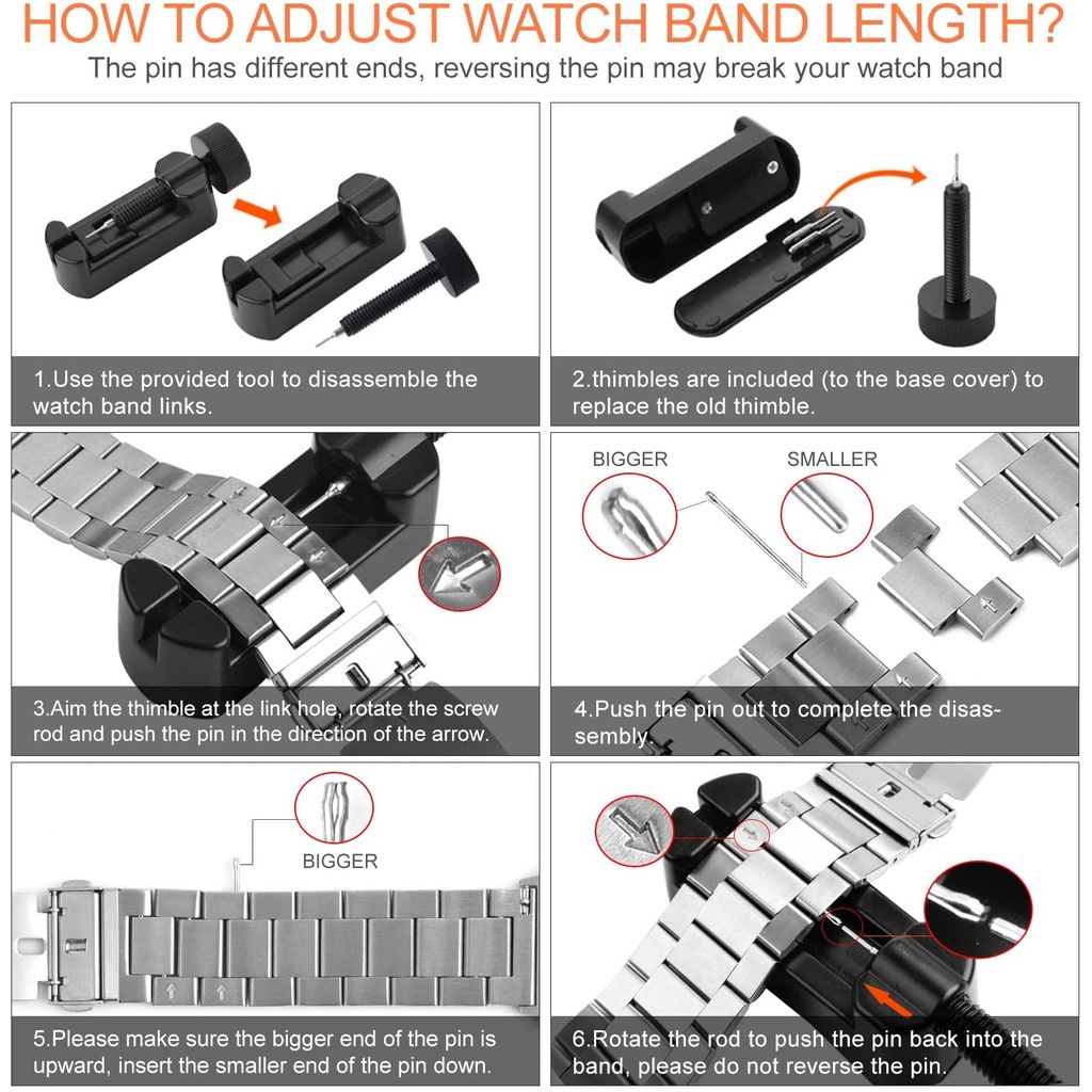 Stainless steel strap Smart Watch Strap 16mm 18mm 19mm 20mm 22mm 24mm, Metal Straps for Mens & Women