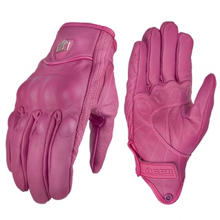 ICON Motorcycle Gloves Lady Pink leather Electric Car Scooter Motocross Racing Gloves Road Street riding Gloves Women