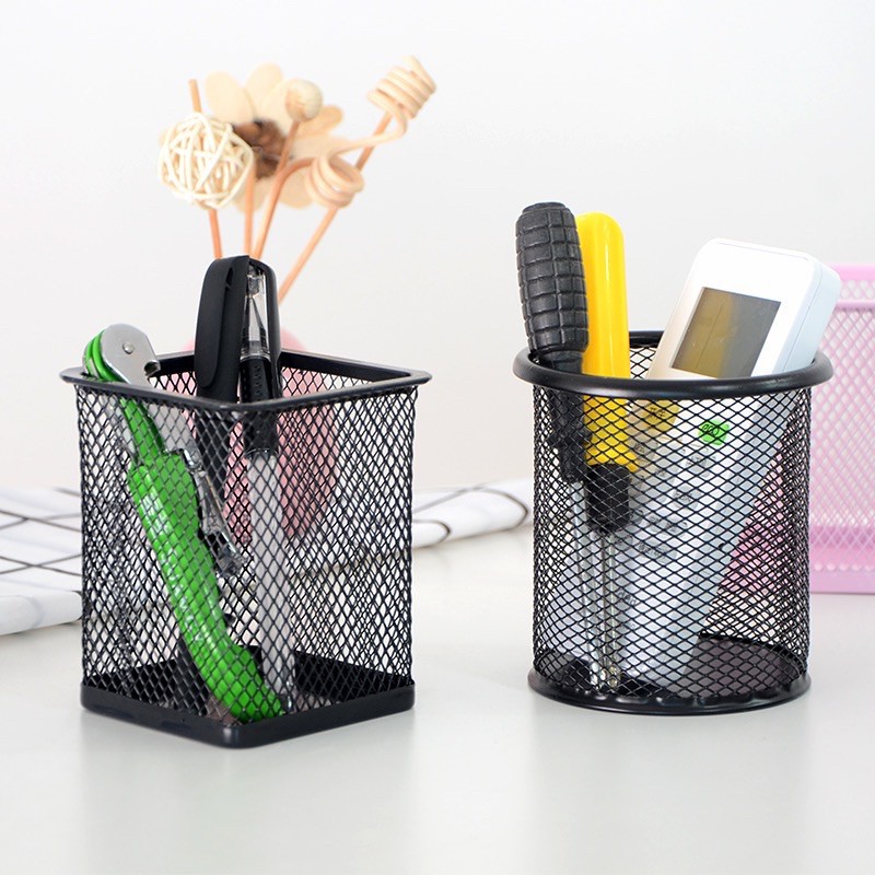 Pen Holders Pencil Holder Metal Mesh Pen Case Desk Organizer Shopee