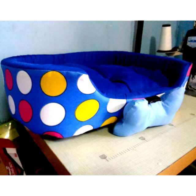 Dog Bed Large Polka blue | Shopee 