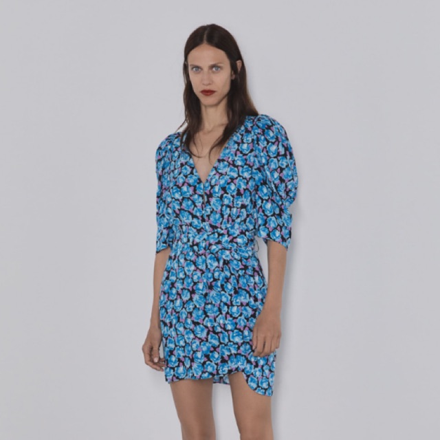 ZARA Authentic Blue Floral Mini Dress 