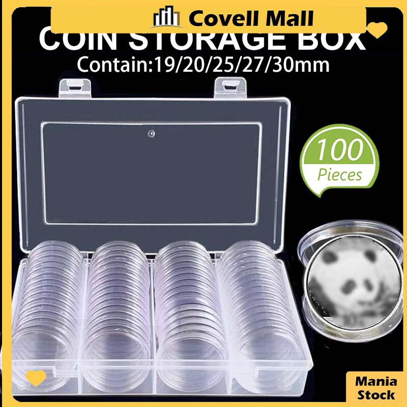 100pcs Silver Eagles Coin Capsules Transparent Coin Storage Box Coin