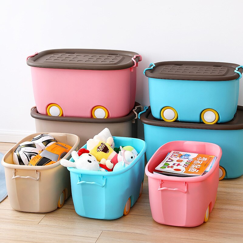 Children kids toy storage box wheeled plastic storage organizer