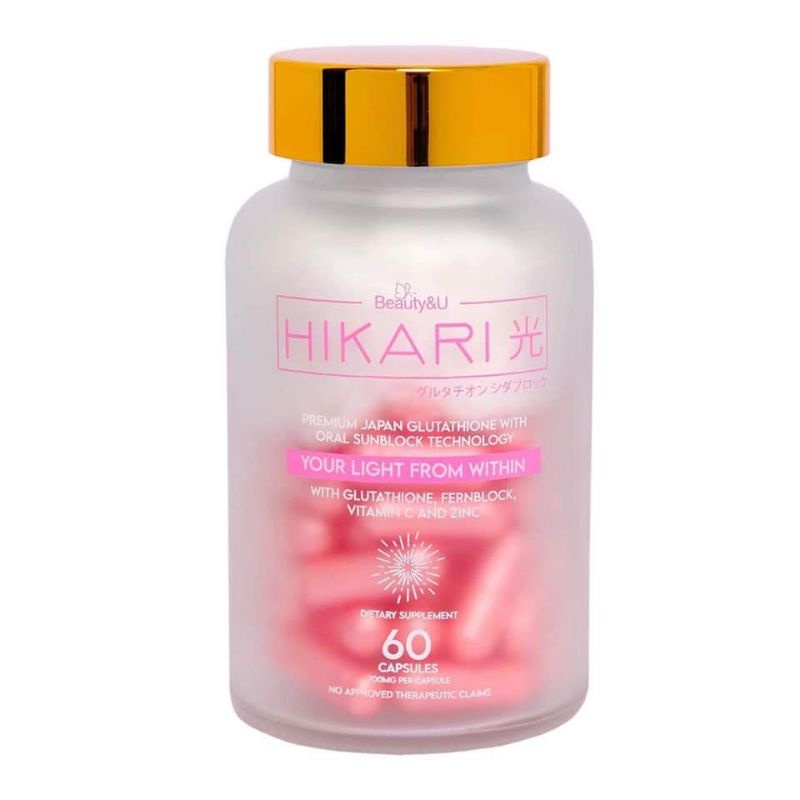 Hikari Japan Glutathione with Oral Sunblock Sunscreen Zinc Vitamin C Whitening Gluta 60 Capsules
