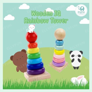 Ellyfun Rainbow tower IQ wooden toy Educational classic Stacker baby & toddler learning toy BT0082
