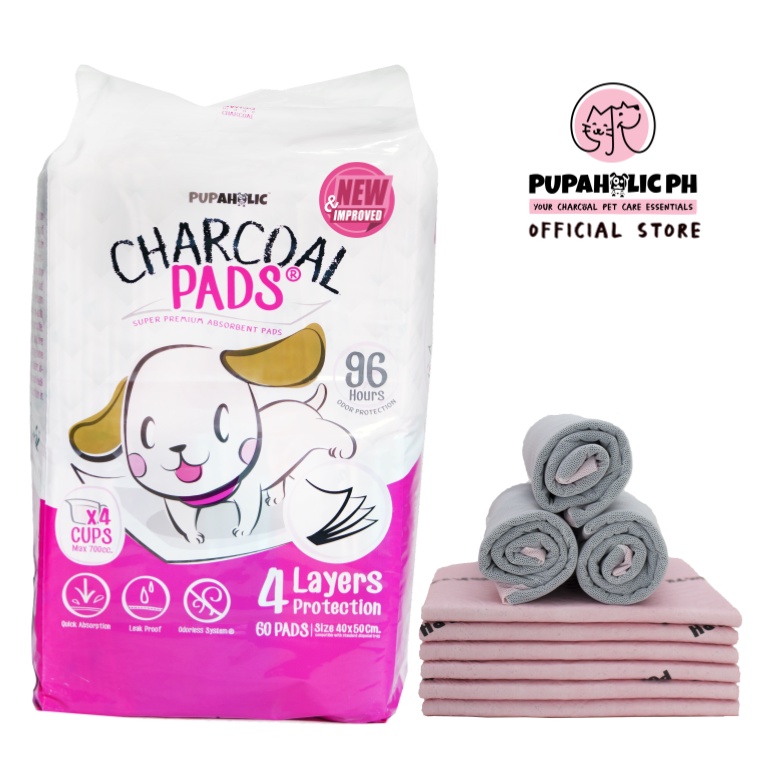 Pupaholic PH Charcoal Pads Dogs Training Pee Pads 60 pieces Medium 40cm x 50cm Shopee