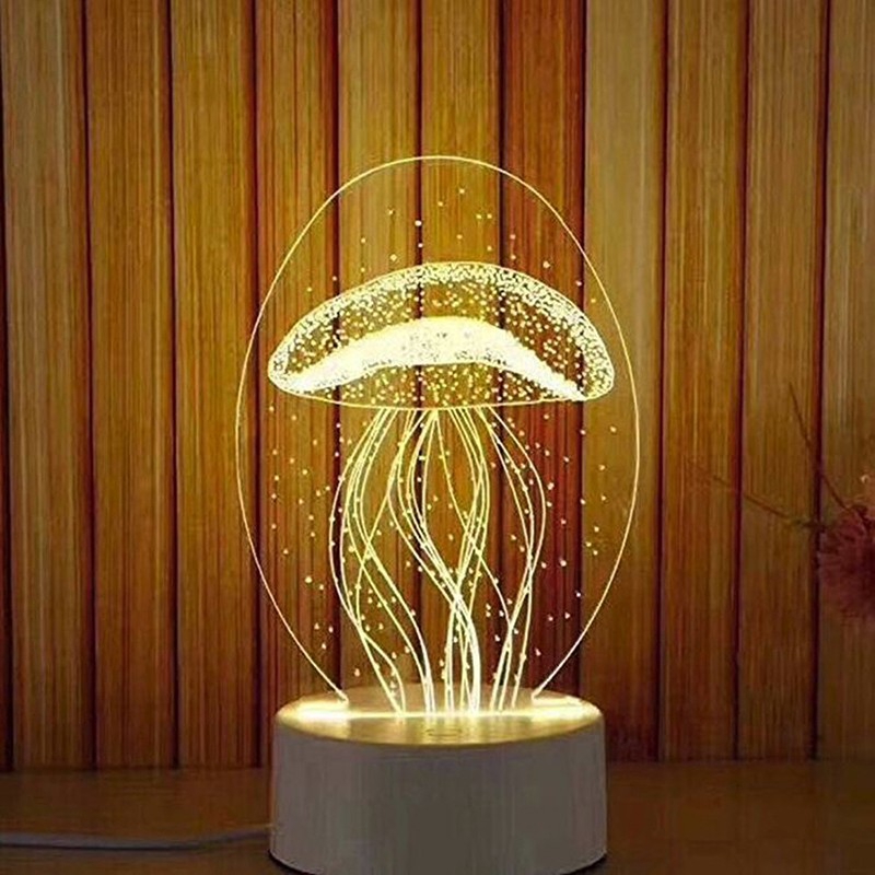 ღanna 3d Visual Creative Jellyfish, Jellyfish Table Lamp