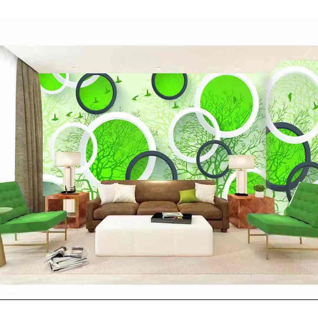 Sk Wallpaper 10m 45cm Pvc Self Adhesive Waterproof Green Circle Wallpaper Home Decor Wall Wp66 Shopee Philippines