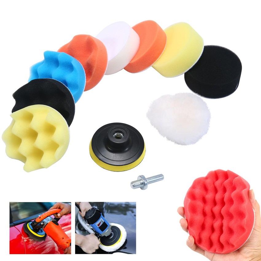 4pcs 3/" 4/" 5/" 6/" Sponge Polishing Cleaning Waffle Buffing Pad Buff Kit Car Care