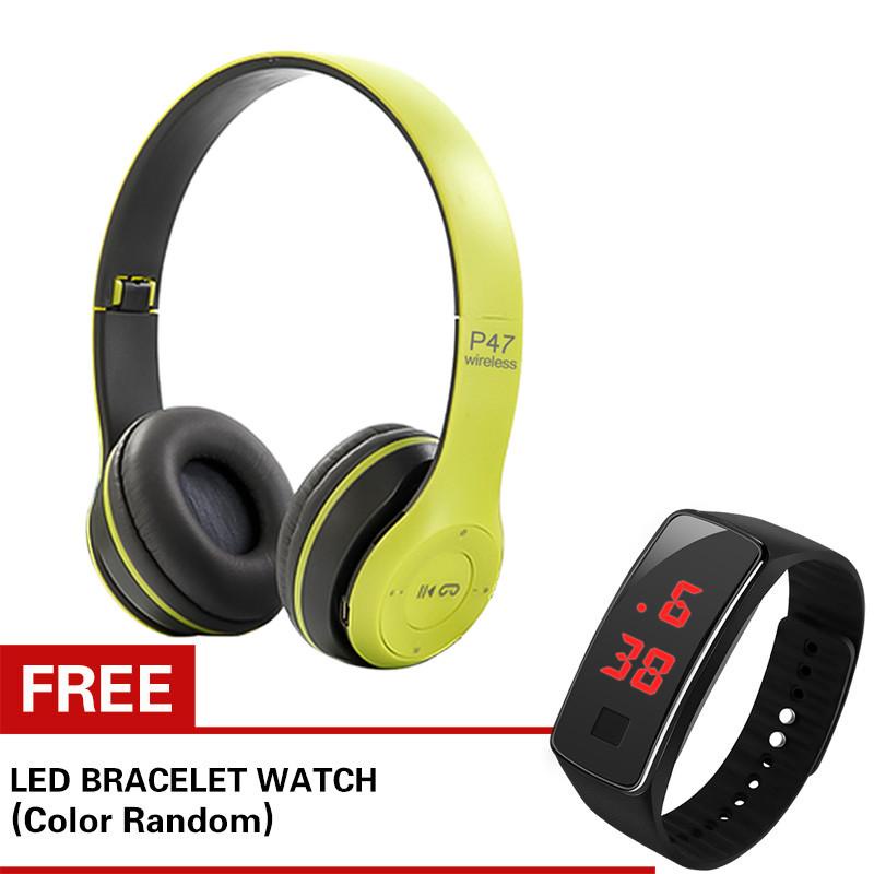 P47 Wireless Bluetooth Headset Overhead Headphone Earphone With Free