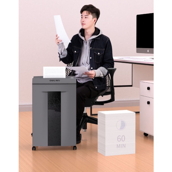 Deli 400W Paper Shredder Machine 16 Sheets Paper Feeder 30L Automatic Paper Cutting Machine 9906