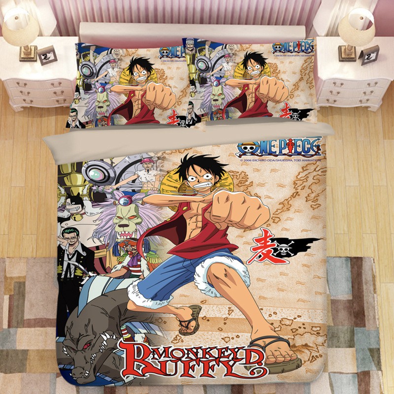 Four Pieces Anime One Piece Bed Sheet Set Shopee Philippines