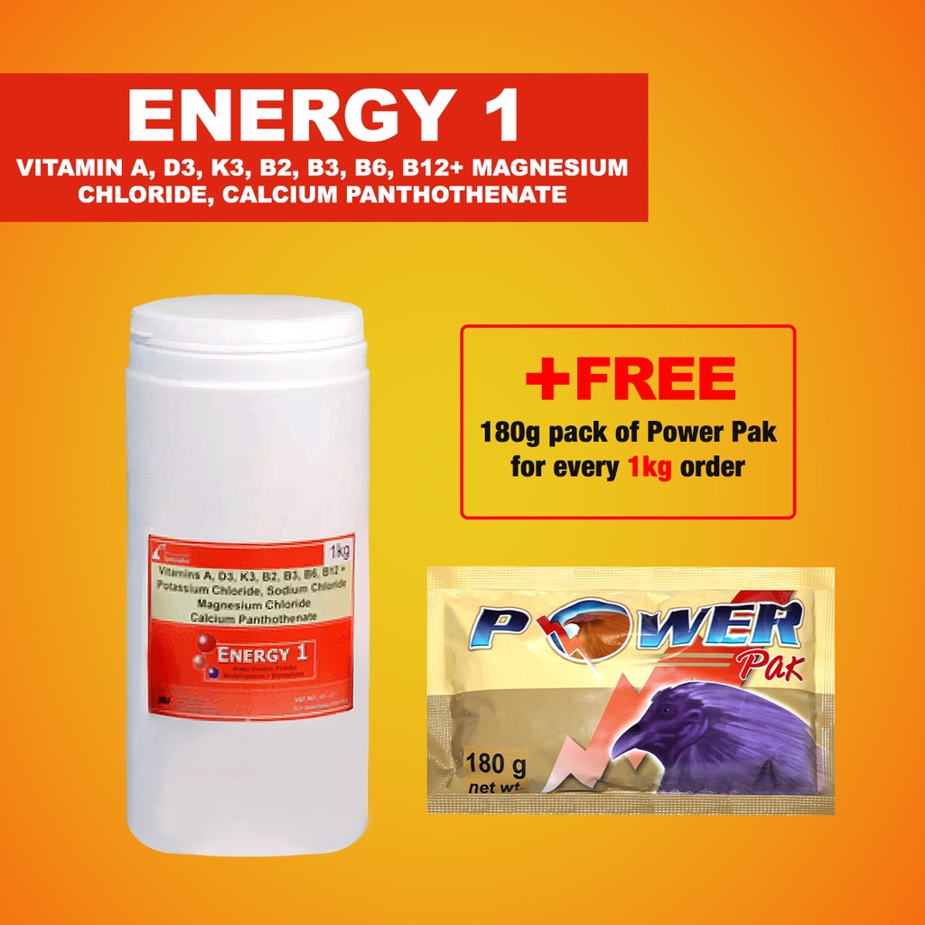 ENERGY 1 1KG MULTIVITAMINS + ELECTROLYTES 1KG + 1 PACK POWER PAK 180G
