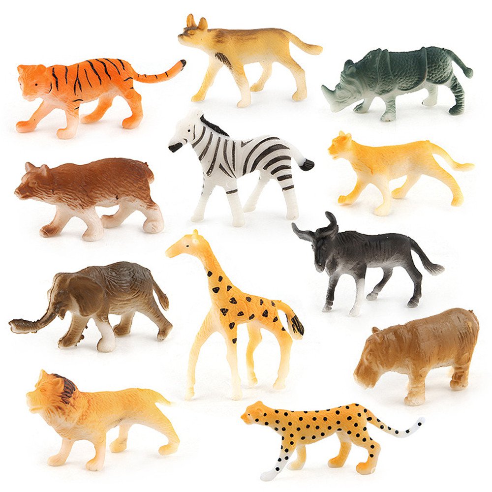 12pc Childrens Assorted Plastic Toy Wild Animals Jungle Zoo Figure Twelve  Different Types Of Animal | Shopee Philippines