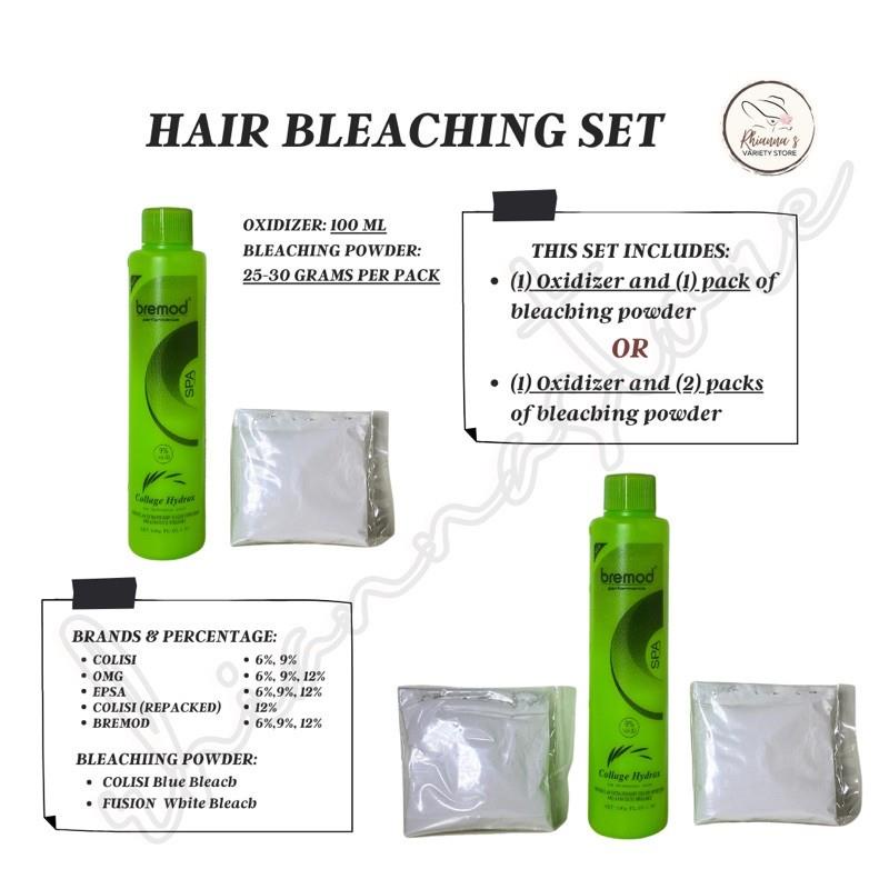 Bremod Hair Bleaching Powder Set (bleach with oxidizing cream) Shopee