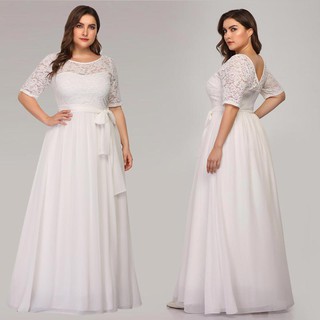 white evening gowns plus size