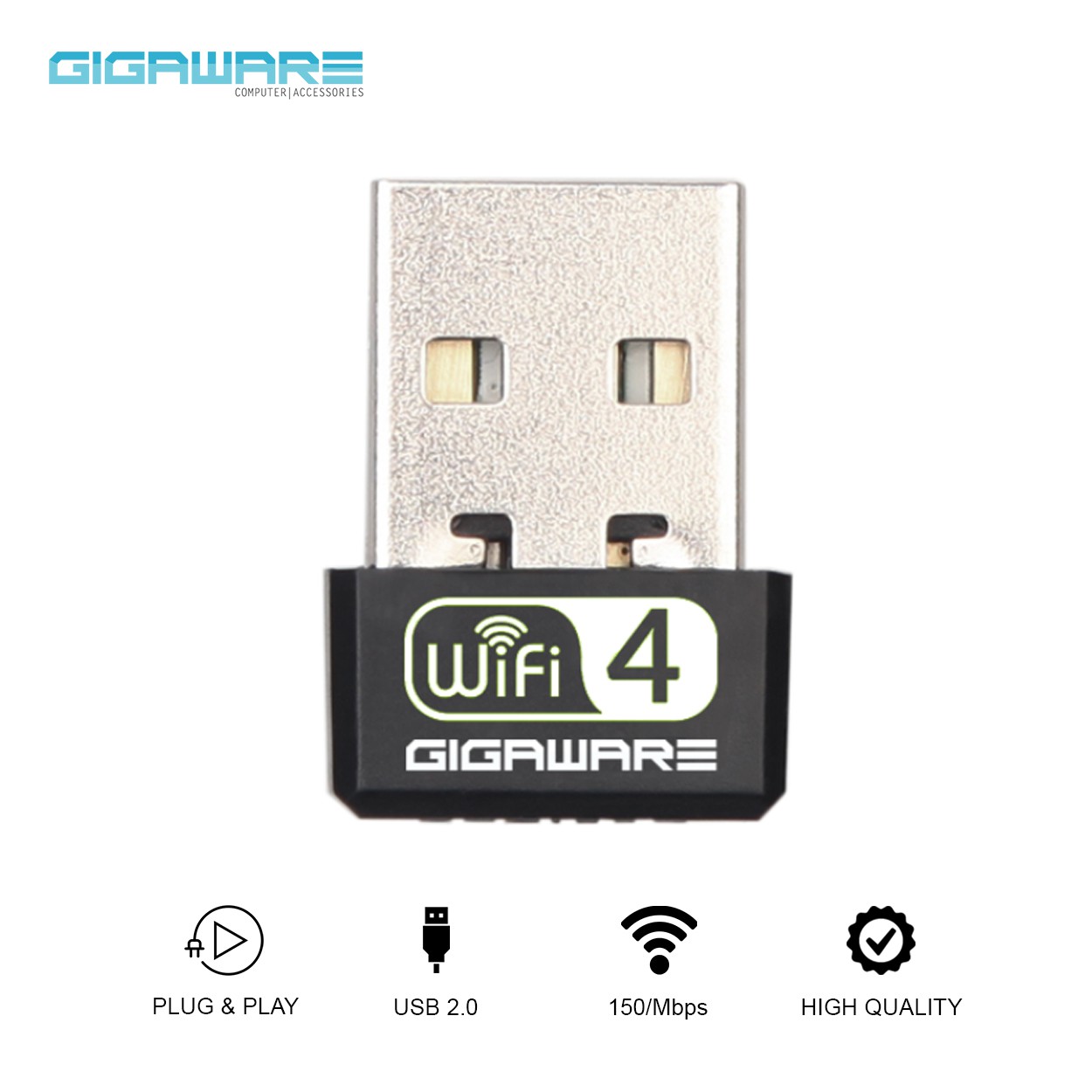 Gigaware USB 2.0 Wifi Dongle 802.11n WiFi Receiver Plug and Play USB Dongle Adapter Shopee