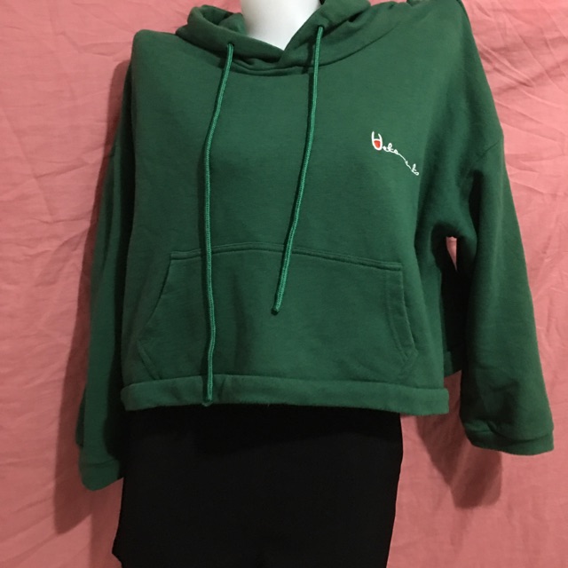 champion green cropped hoodie
