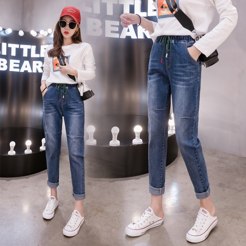 garterized denim pants