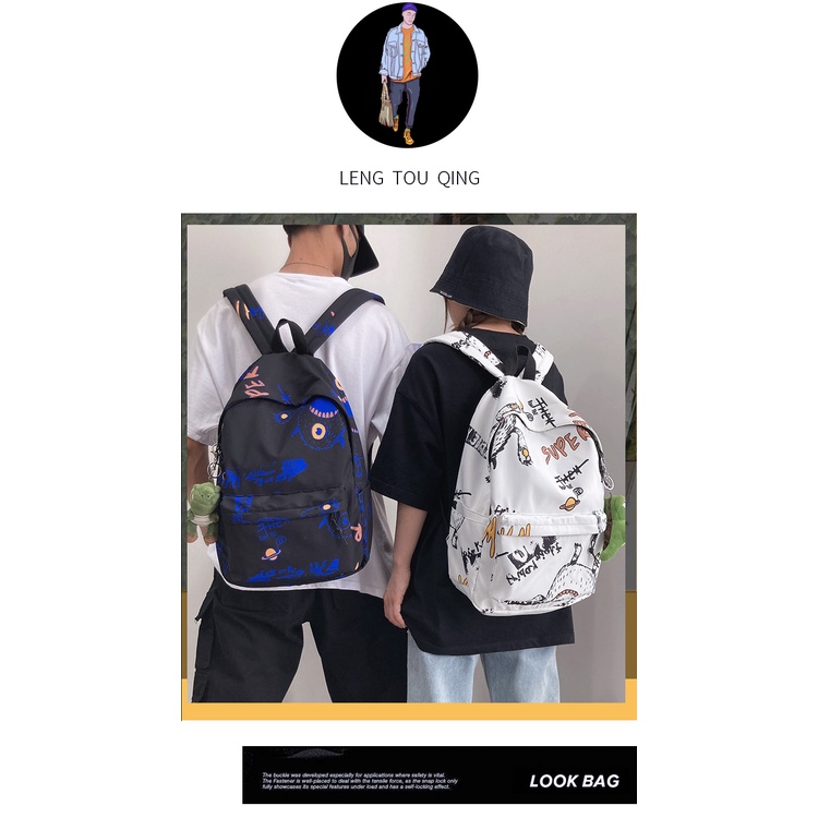 Schoolbag Male Middle School Students ins Trendy Japanese Style Fashion High Student Backpack Men's Casual