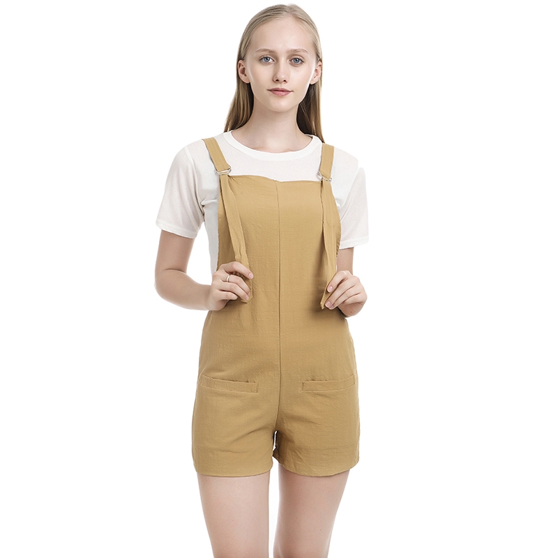 tan overall shorts