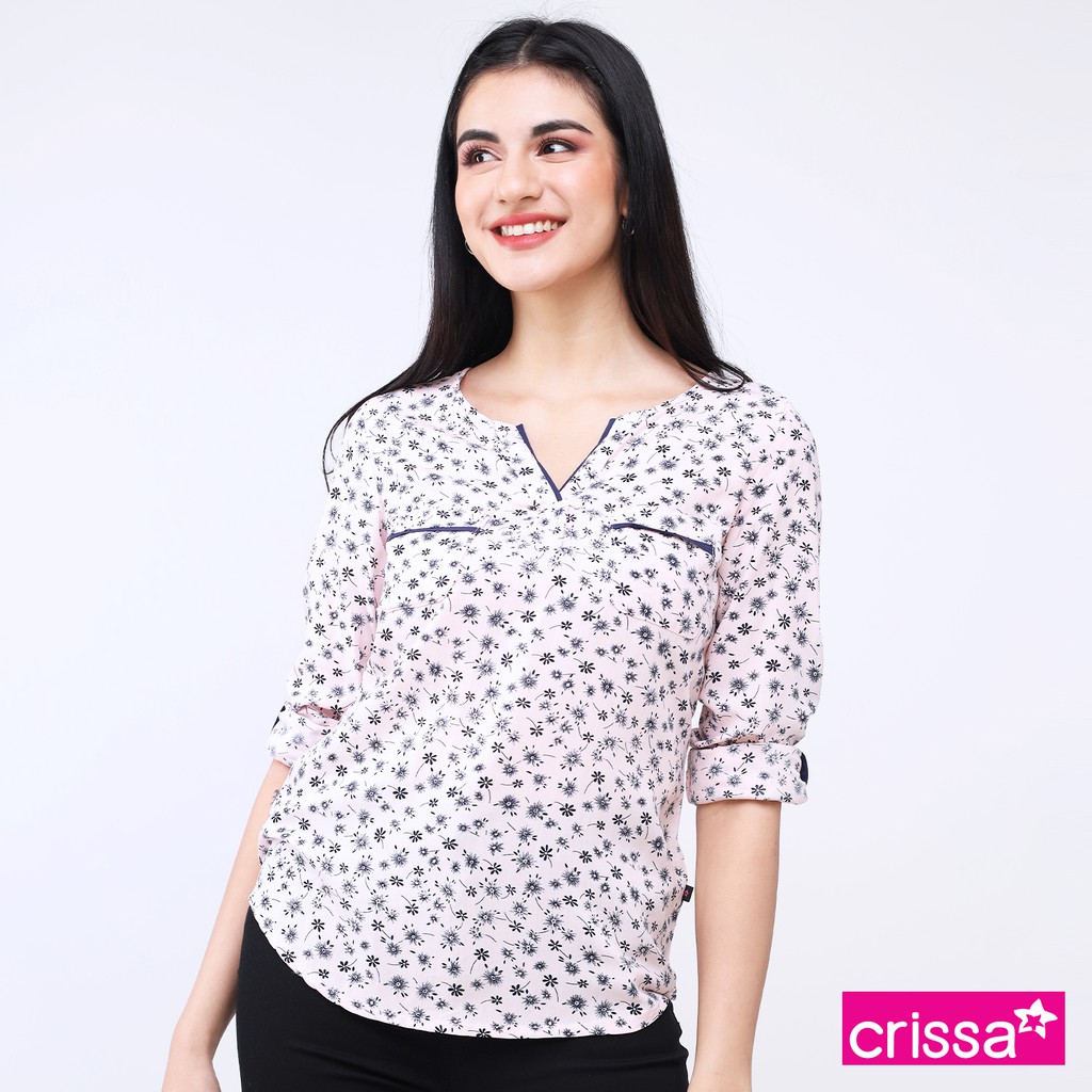 Crissa Woven Printed Rayon Long Sleeves Blouse CLT18-1233 (Blush ...