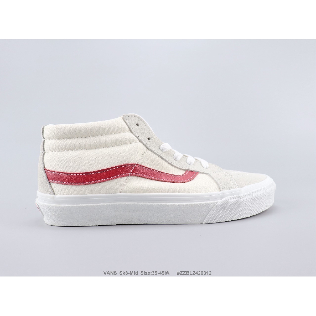 red and white high top vans