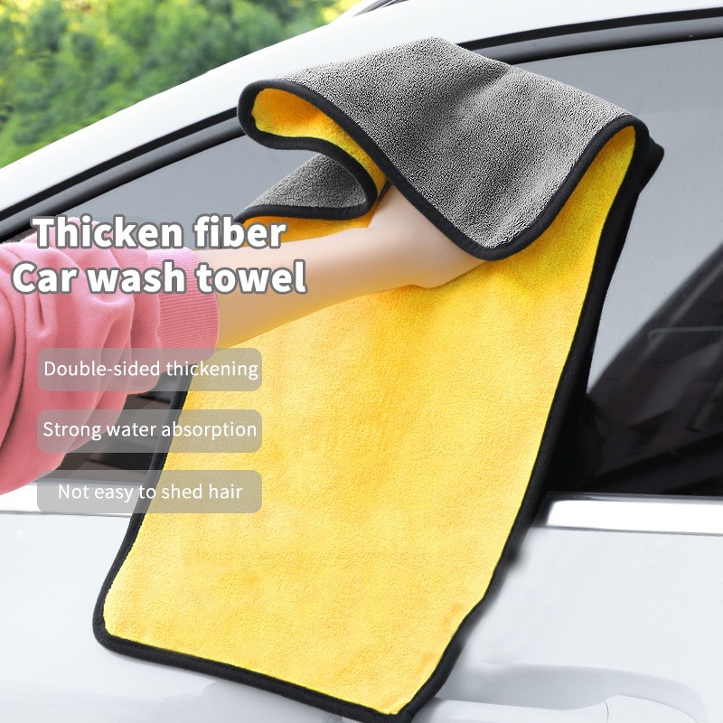 Car Care Cleaning Towel Hemming Microfiber Cloth Double Sided Wiping Absorbent