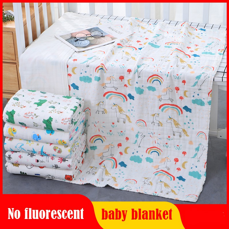 Baby Muslin Blanket 110*110cm Infant Receiving Blanket Newborn Swaddle