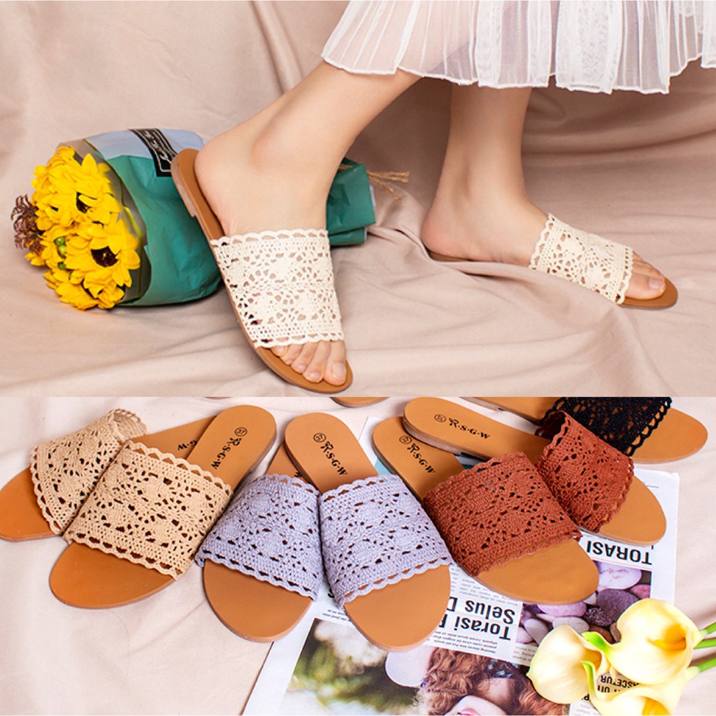 Korean Women Slippers Flat Sandals Shopee Philippines
