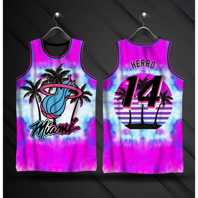 NBA MIAMI HEAT DESIGN MIAMI WHITE JERSEY FULL SUBLIMATION PRINT HIGH