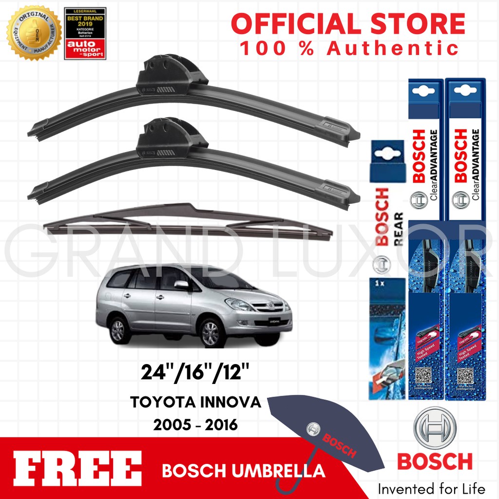 Bosch CLEAR ADVANTAGE Wiper Blade Bundle for Toyota INNOVA 2005 - 2016 ...