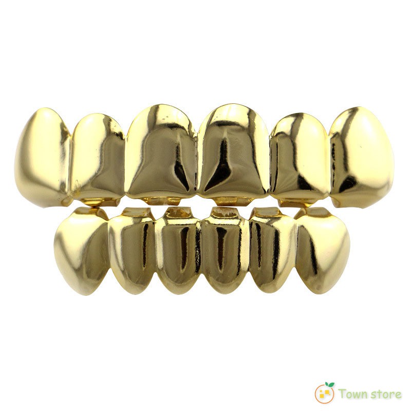 Fashion Hiphop Teeth Grillz Top & Bottom Teeth Grill Set Bling Hollow