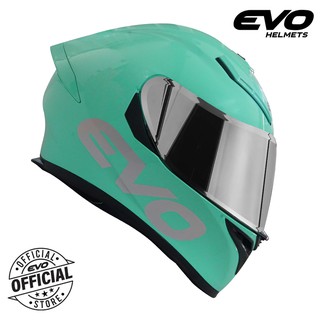 EVO Gsx 3000 Plain V2 Turquoise Blue Full Face Dual Visor Helmet With ...