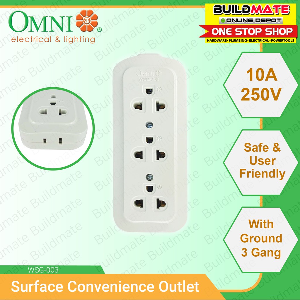 OMNI Surface Convenience Outlet w/Ground 3 Gang WSG-003 •BUILDMATE ...