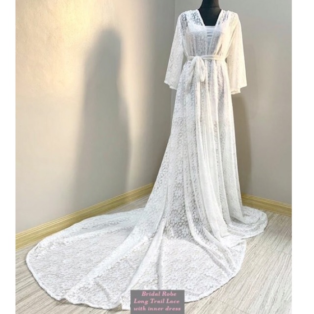 long lace bridal robe