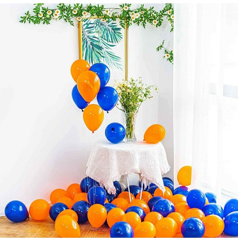 5” Metallic Latex Balloon Mixed Blue Orange 100 Pieces