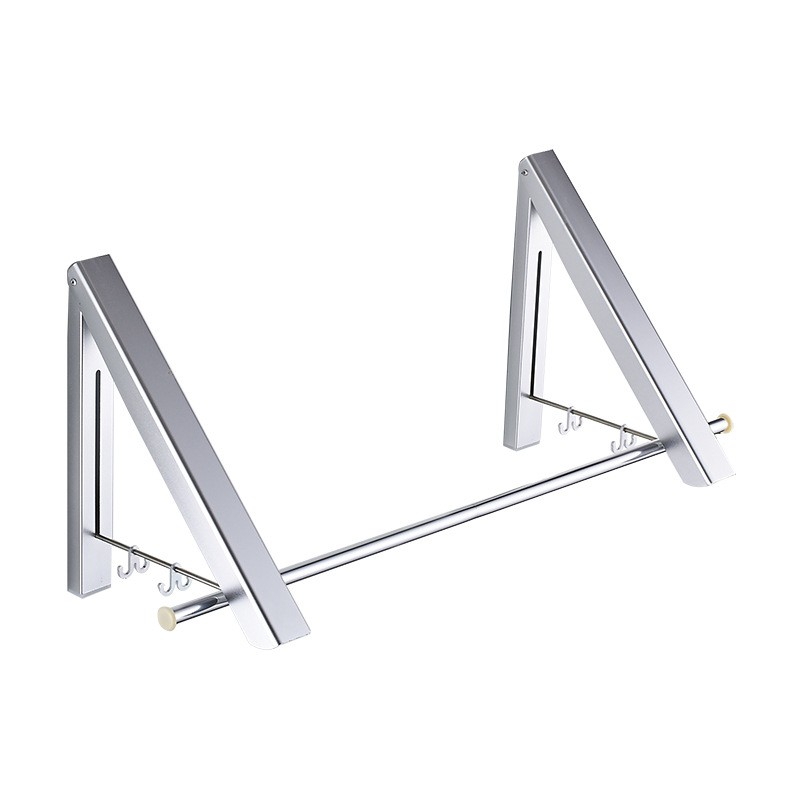 Foldable Wall Mounted Aluminium Double Clothes Drying Hanger with 80cm Rod 