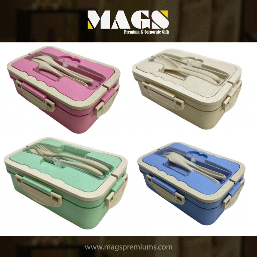 Lunch Box Wheat Fibre Bento Lunch Box with Spoon Dinnerware Food